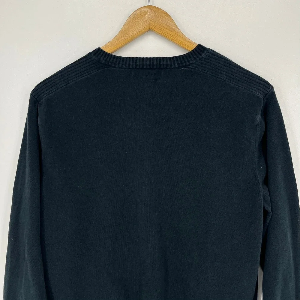 Banana Republic Mens V-Neck Sweater Navy Blue 100% Cotton Size M Retro 2012